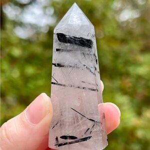 Black Tourmaline in Quartz Crystal Tower